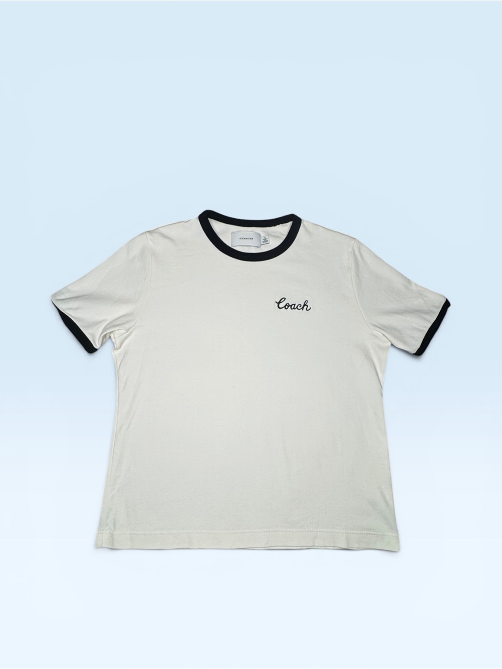 Coach White and Black Ringer Women’s Tee